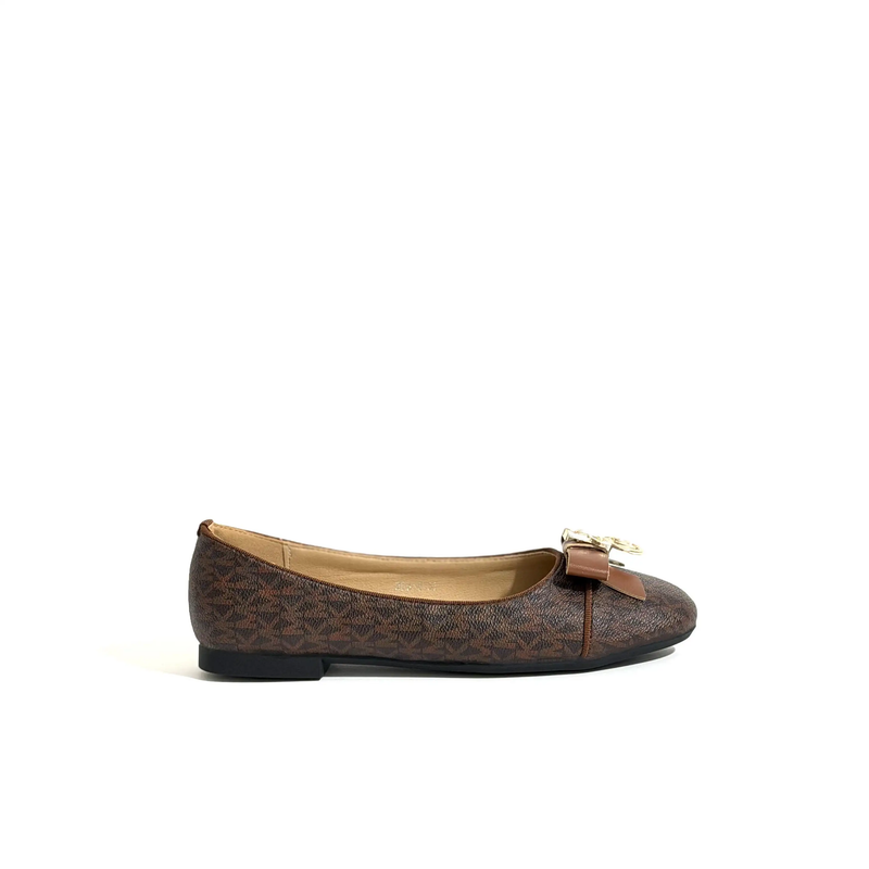 کالج عروسکی بالرین مایکل کورس قهوه ای مدل honey signature logo ballet flat
