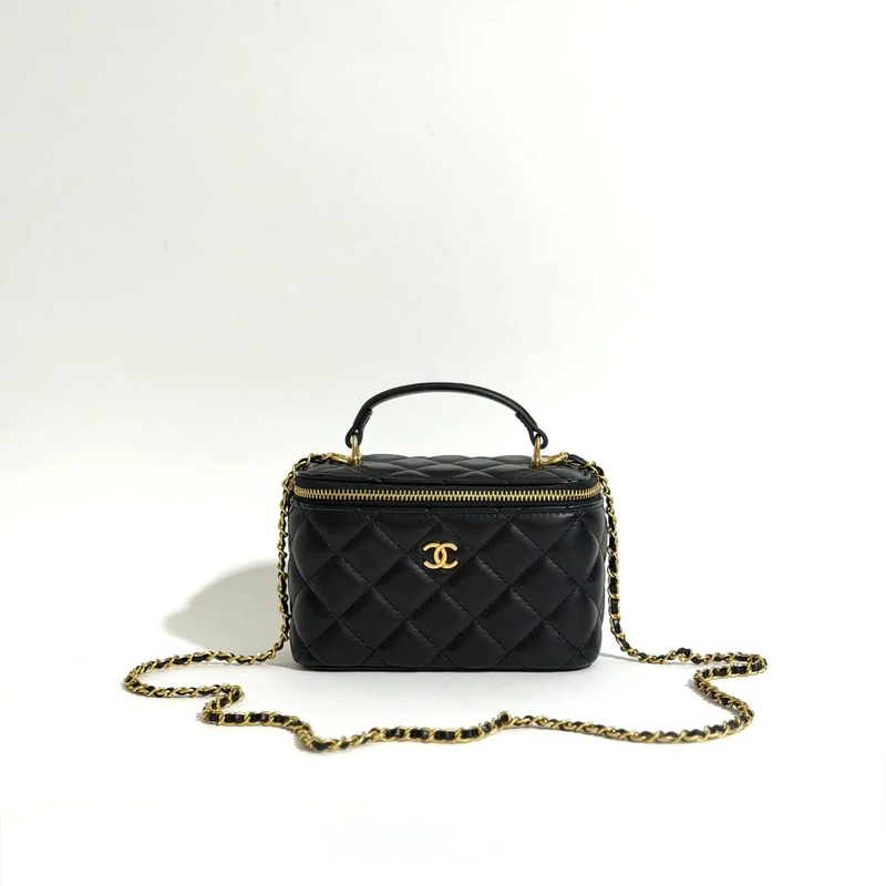 کیف شنل مشکی مدل Top handle vanity case