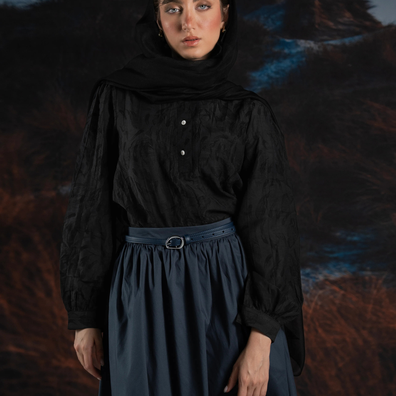 بلوز میدی زنانه وال ژاکارد 304450 Rose Merry-مشکی