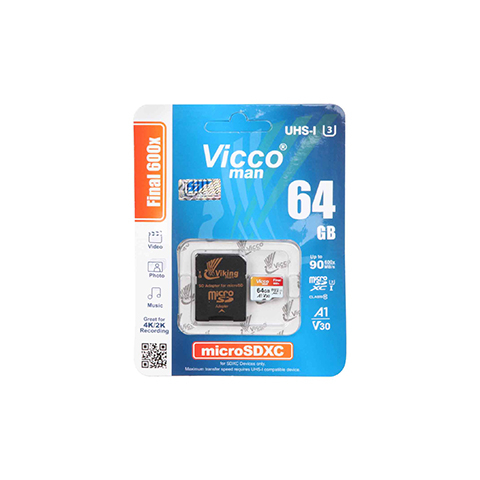 کارت حافظه 64GB ویکومن مدل  VICCOMAN MICROSDXC 600X A1 V30