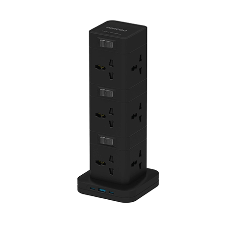 چند راهی برقی پرودو مدل PORODO THREE-STOREY 12 AC POWER HUB PD-FWCH042-BK