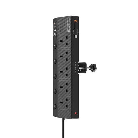 چند راهی و محافظ برق پرودو مدل PORODO VOLTGUARD MULTI-PORT POWER SOCKET PDXT16011BK