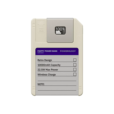 پاوربانک مگسیف 10000 میلی آمپر پاورولوژی مدل POWEROLOGY FLOPPYDISK RETRO PPBCHA97