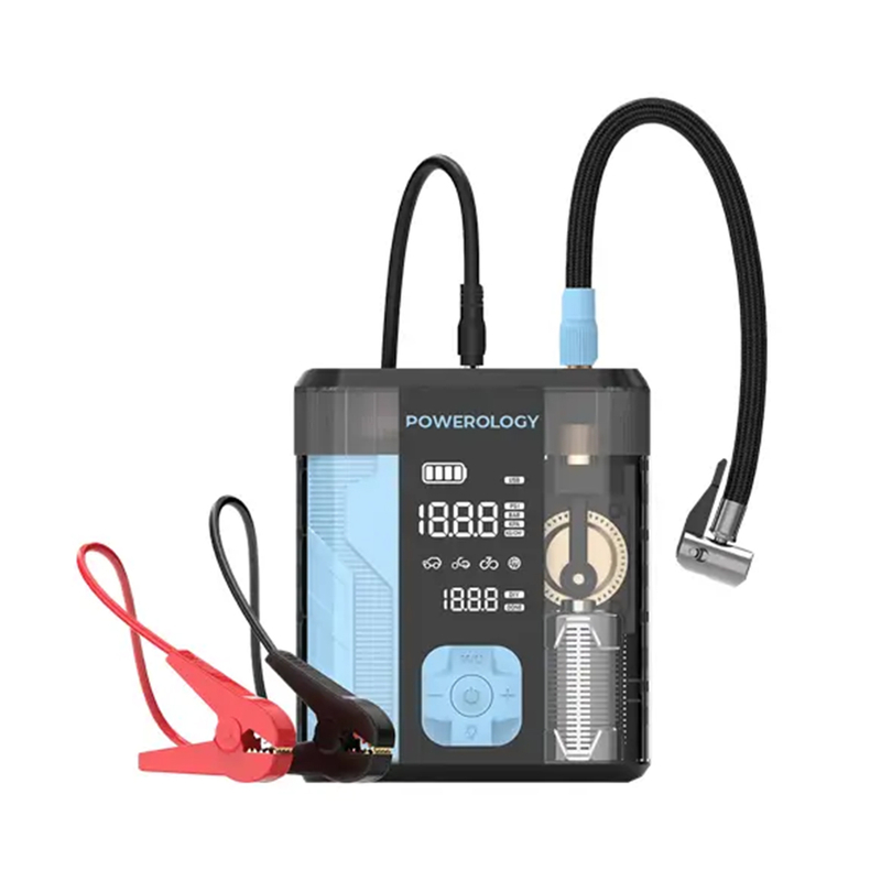 جامپ استارتر و کمپرسور باد پاورولوژی مدل POWEROLOGY JUMP START TIRE INFLATOR PPBCHA96