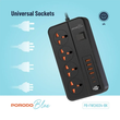 چندراهی و محافظ برق پرودو مدل PORODO BLUE POWER STRIP PB-FWCH034-BK