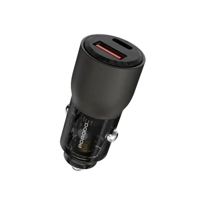 شارژر فندکی 95W پرودو مدل PORODO TRANSPARENT CAR CHARGER PDFWCH048