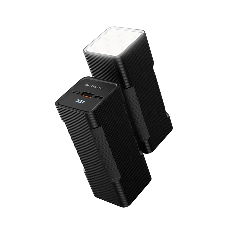 پاوربانک 10000 میلی آمپر و چراغ قوه پرودو مدل PORODO LUMERA POWERBANK PDPBFCHT41BK
