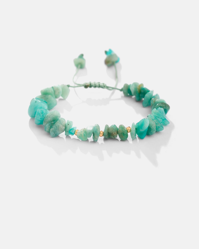 دستبند آمازونیت و گوی طلا