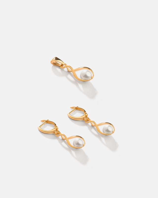 نیم ست مروارید اشکی