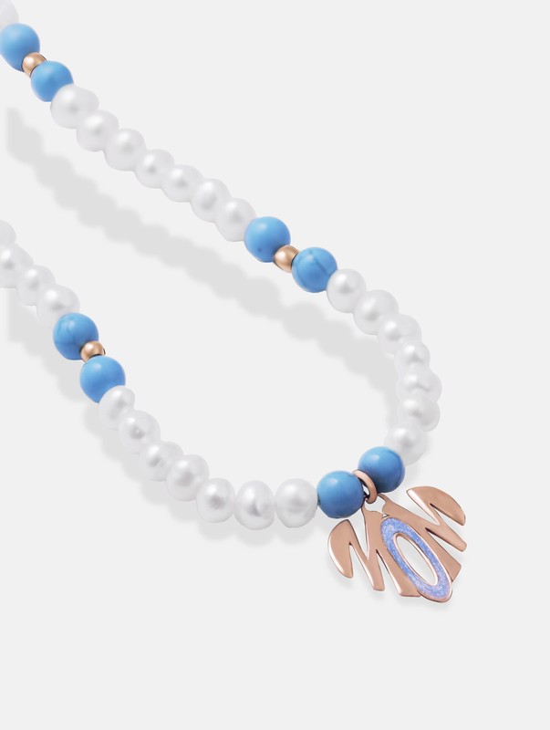 دستبند MOM فیروزه و مروارید
