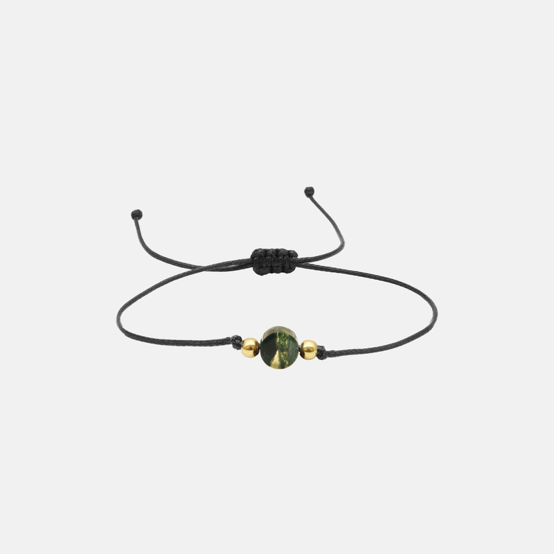 دستبند دایره عقیق خزه‌ای