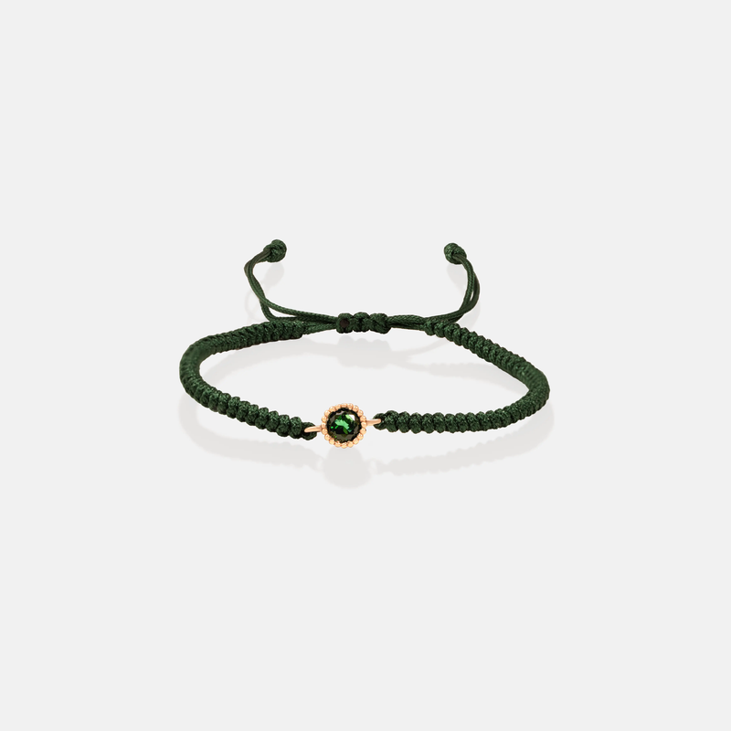 دستبند طلا تک نگین سبز