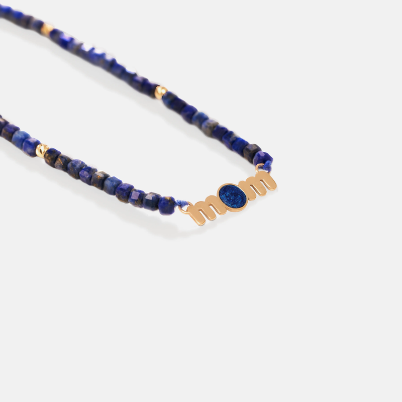 گردنبند طلا mom میناکاری و لاجورد