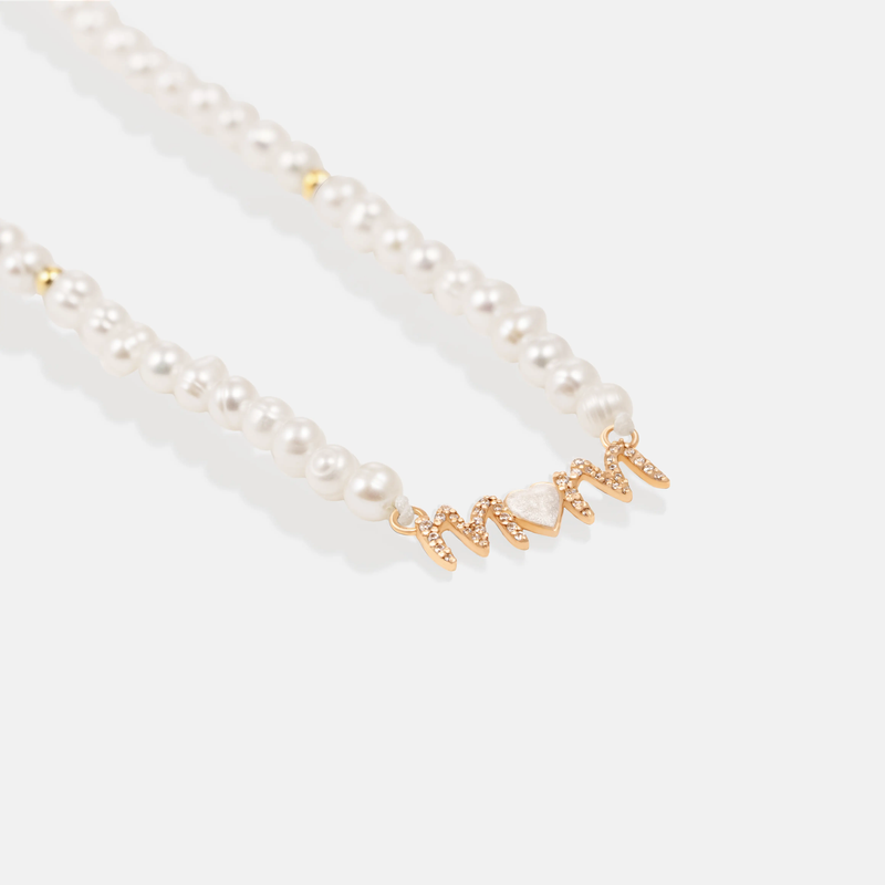 گردنبند طلا mom قلب مینا