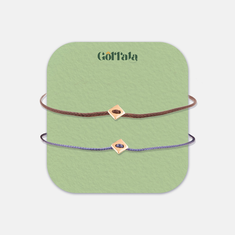 ست کاپل دستبند طلا دکمه مربع