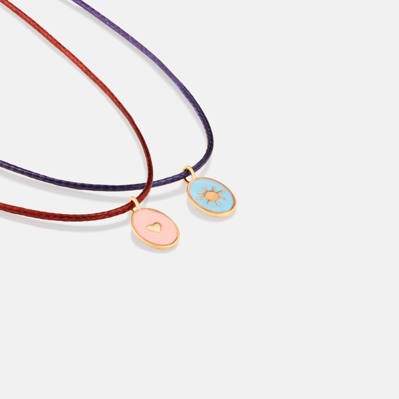 ست کاپل گردنبند طلا قابِ قلب و خورشید