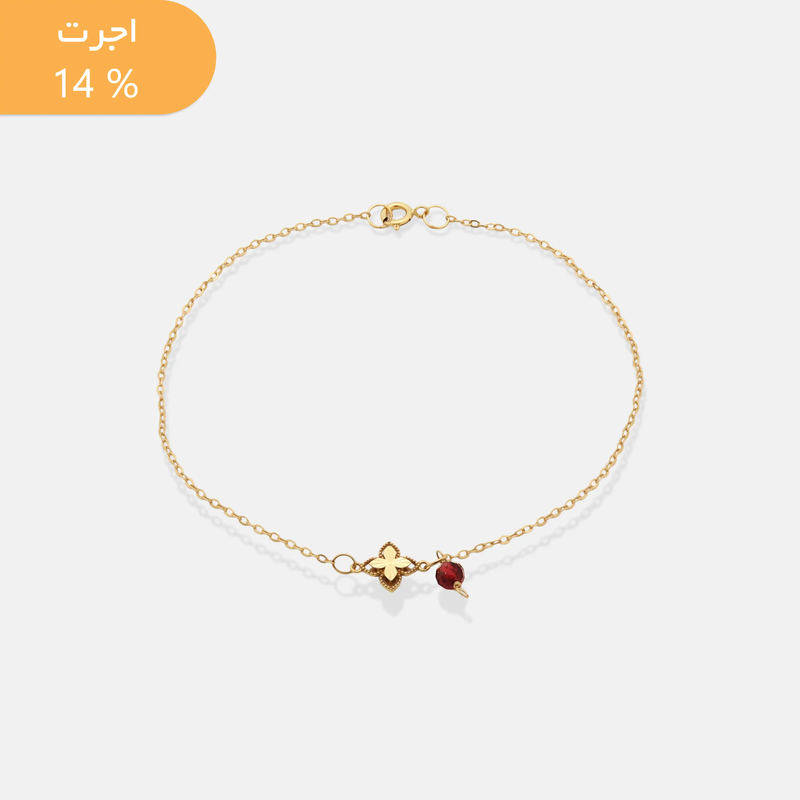 دستبند طلا زنجیری گارنت و روبرتو تراش دار
