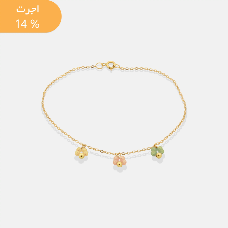 دستبند طلا زنجیری گل سنگی