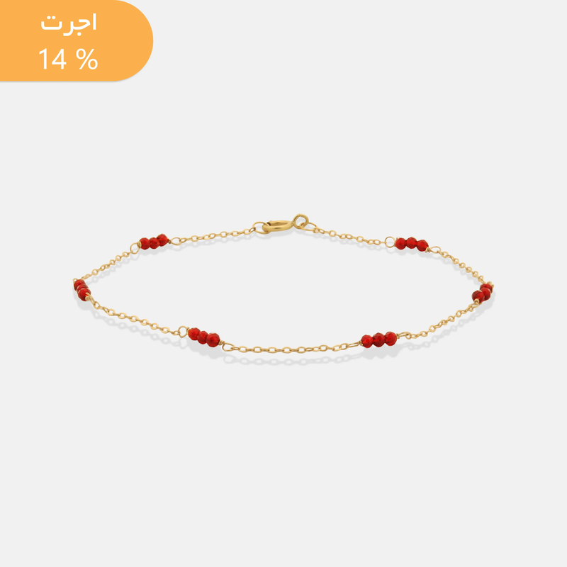 دستبند طلا زنجیری سنگ گارنت
