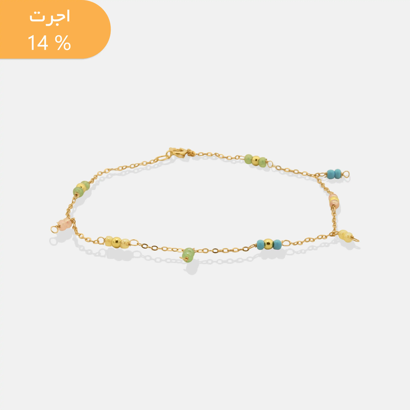 دستبند طلا زنجیری سنگ و گوی