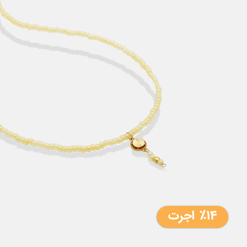 گردنبند طلا سنگی با آویز دایره تراش دار
