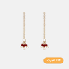 گوشواره طلا زنجیری سنگ گارنت