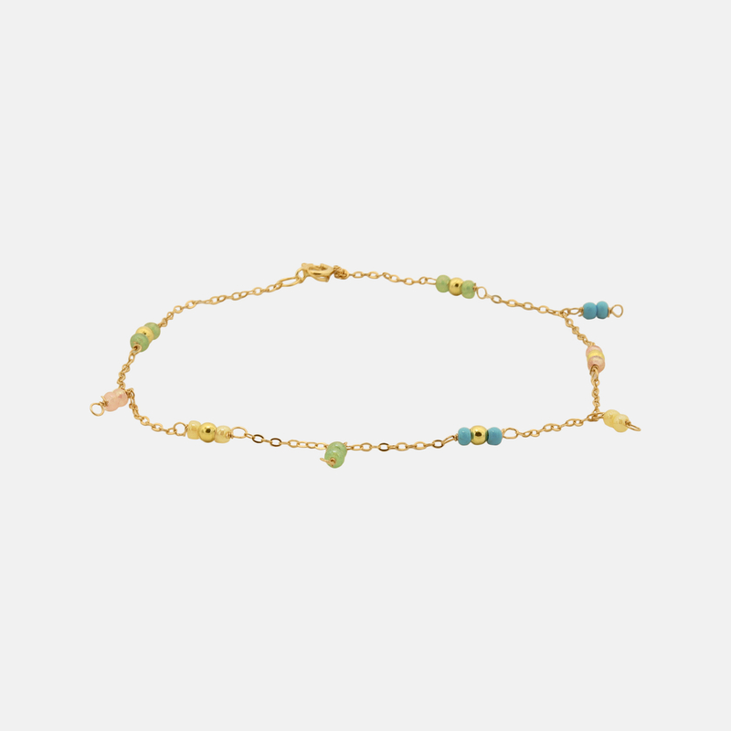 دستبند طلا زنجیری سنگ و گوی