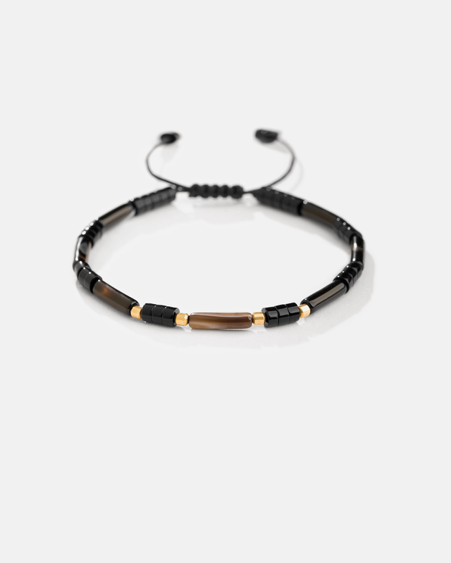 دستبند عقیق سلیمانی و گوی طلا