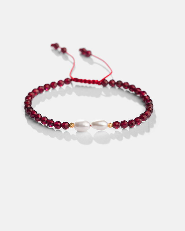 دستبند گارنت و مروارید