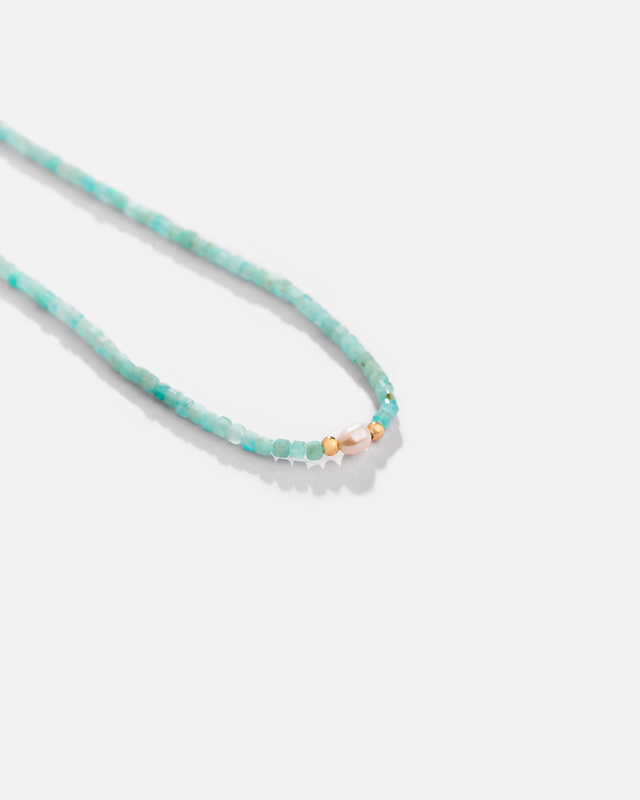 گردنبند آمازونیت و گوی و مروارید