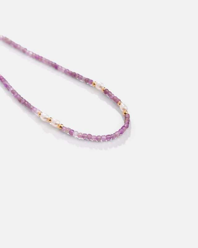 گردنبند آمیتیست و گوی و مروارید