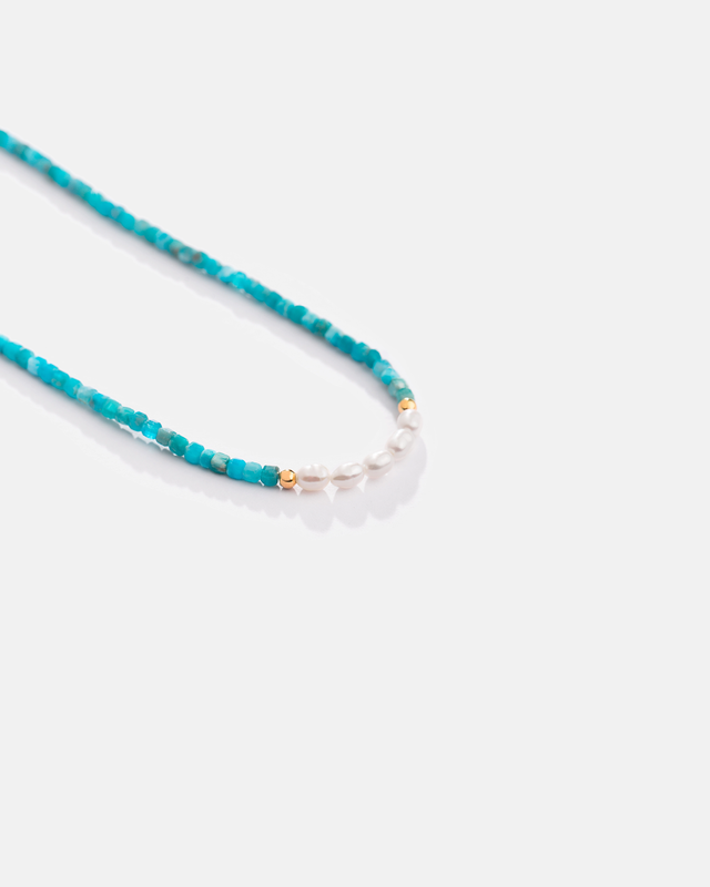 گردنبند آپاتیت و گوی و مروارید