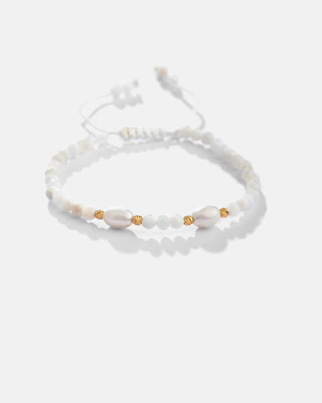 دستبند مون استون و گوی و مروارید