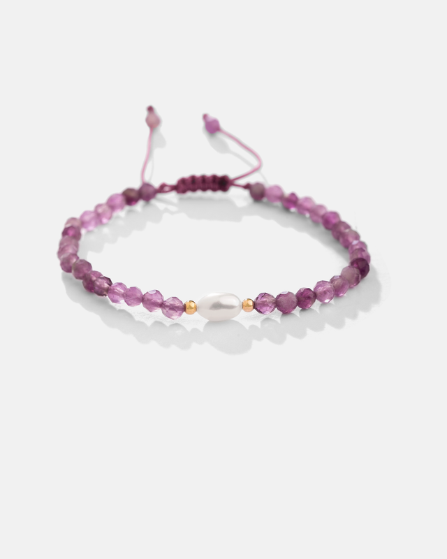 دستبند آمیتیست و گوی و مروارید