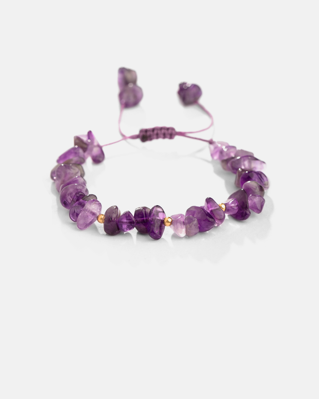 دستبند آمیتیست و گوی طلا