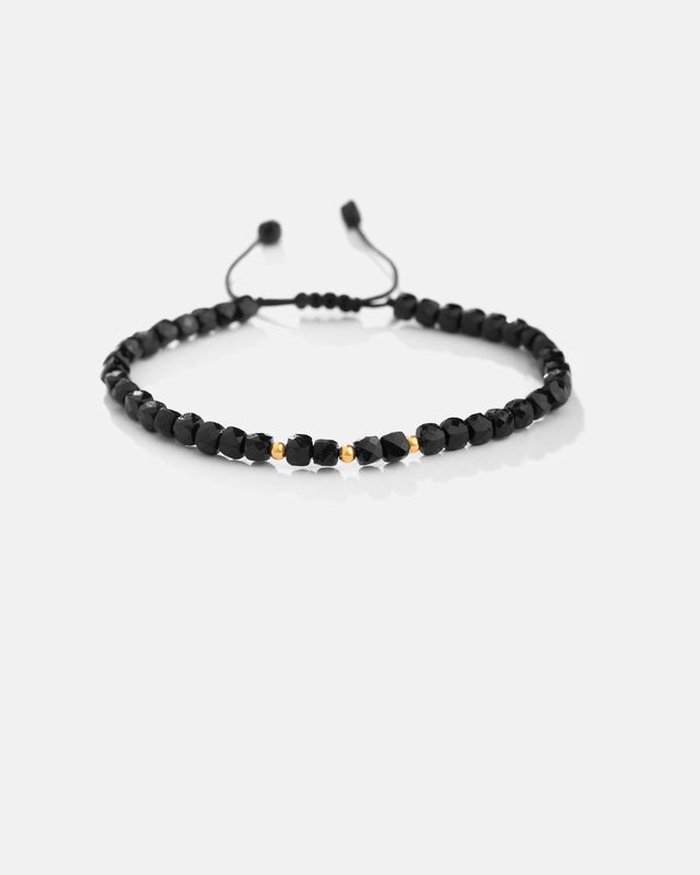 دستبند ترمالین مکعبی و گوی طلا