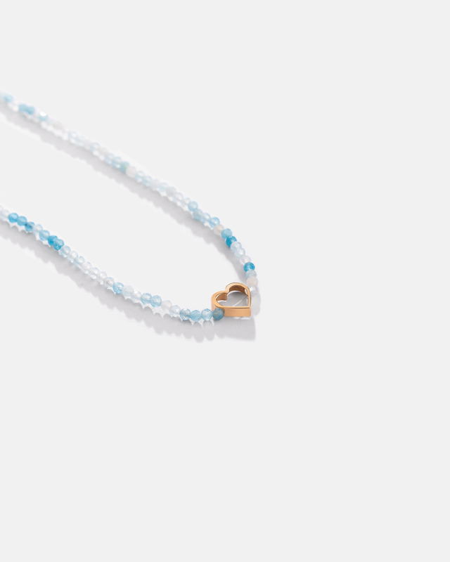 گردنبند قلب تو خالی آکوامارین