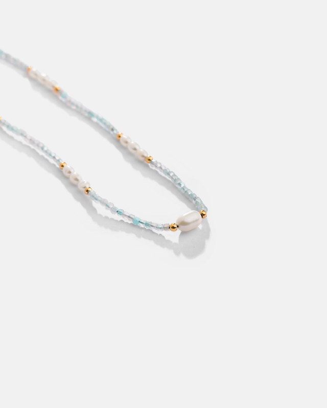 گردنبند آکوامارین و مروارید