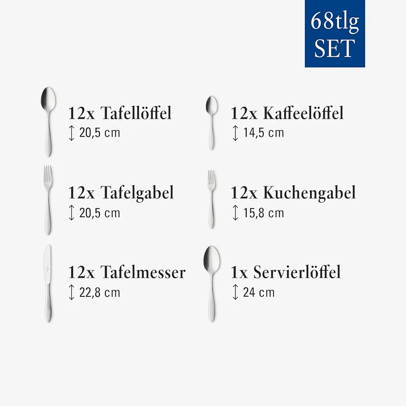 ست قاشق و چنگال ۶۸ پارچه Villeroy & Boch مدل Arthur Brushed