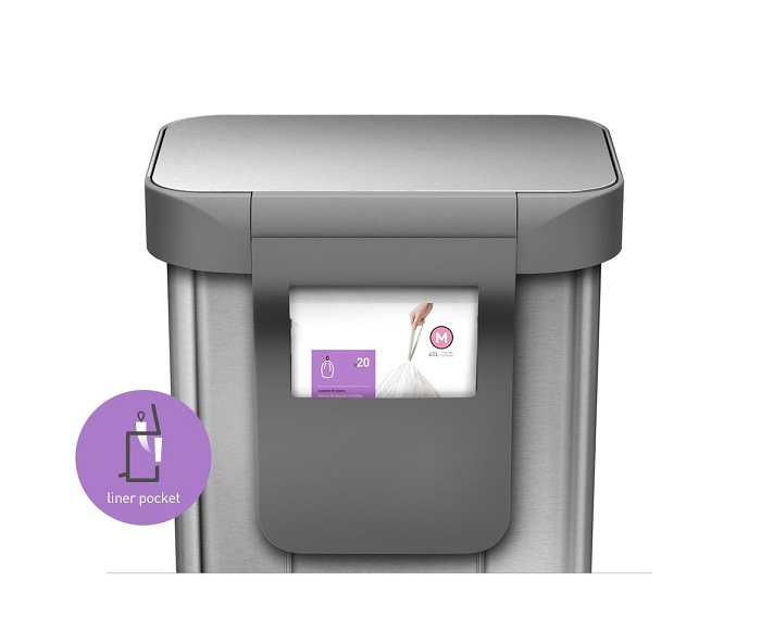 سطل زباله ۴۵ لیتری پدالی simplehuman - نقره‌ای