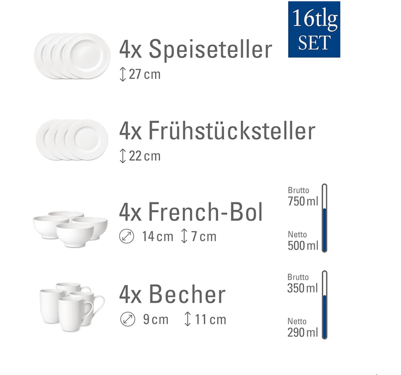 سرویس غذاخوری ۱۶ تکه Villeroy & Boch For Me