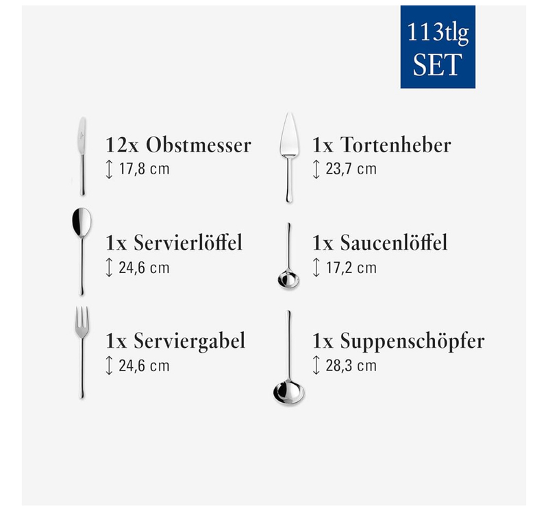 سرویس ۱۱۳ تکه قاشق و چنگال Villeroy & Boch Udine