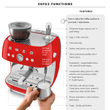 اسپرسوساز آسیاب دار Smeg - قرمز