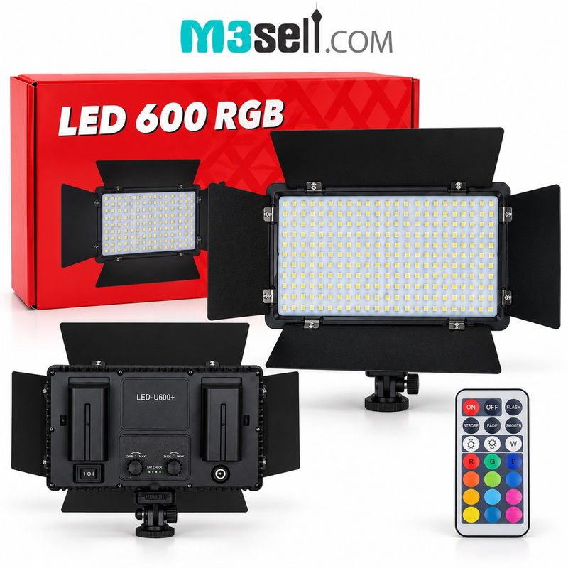 نور فلات Pro LED U600 RGB + حاوی باطری و شارژر و کنترل ( اورجینال )