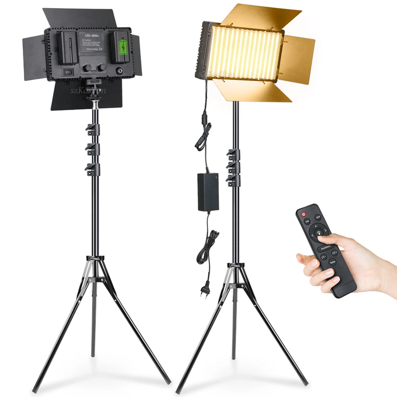 کیت دوتایی نور LED شیدر دار حرفه ای RGB همراه پک باطری و شارژر