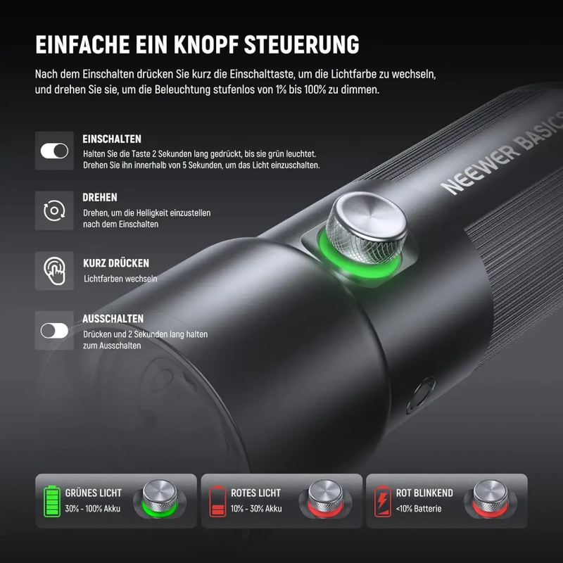 اسنوت نیور NEEWER Basics FL10 RGB Photography Torch LED Spotlight