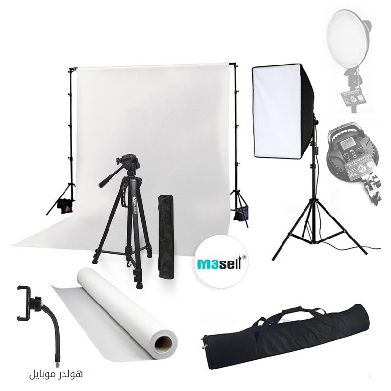 کیت استودیو عکاسی سفید White Room به همراه یک عدد سافت باکس LED دار