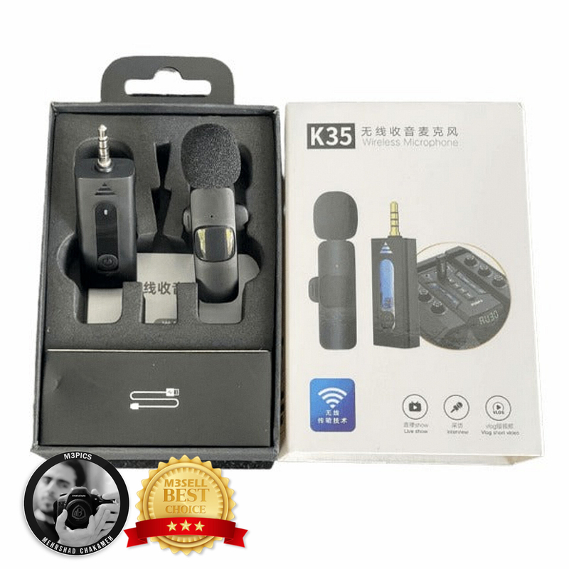 ست میکروفن یقه ای بیسیم مدل K35 DUAL 3.5mm دو میکروفونه