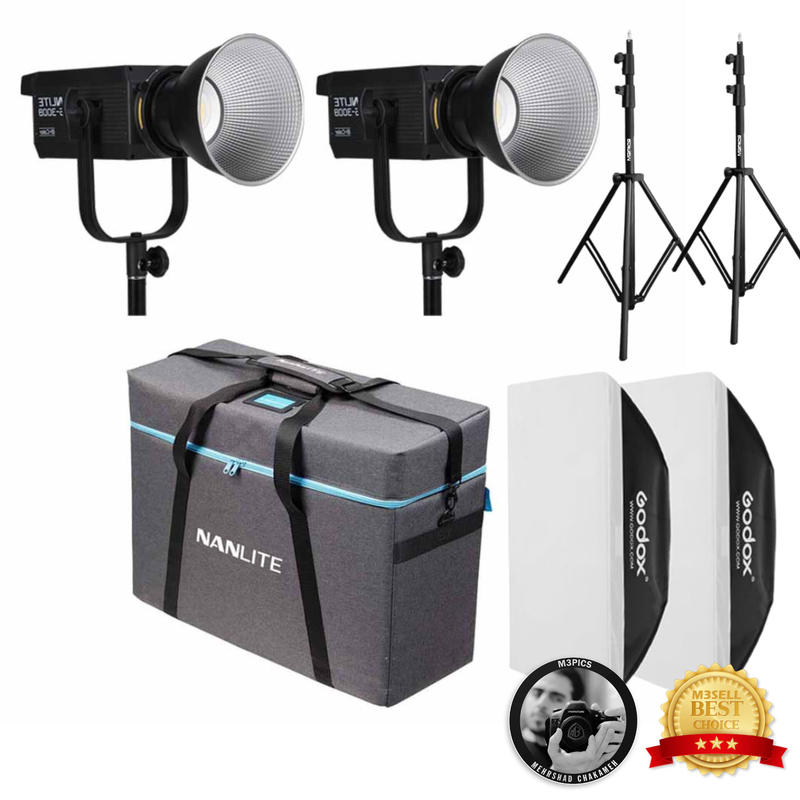 کیت 2 تایی نور ثابت نانلایت Nanlite FS-300B همراه کیف و سه پایه و سافت باکس