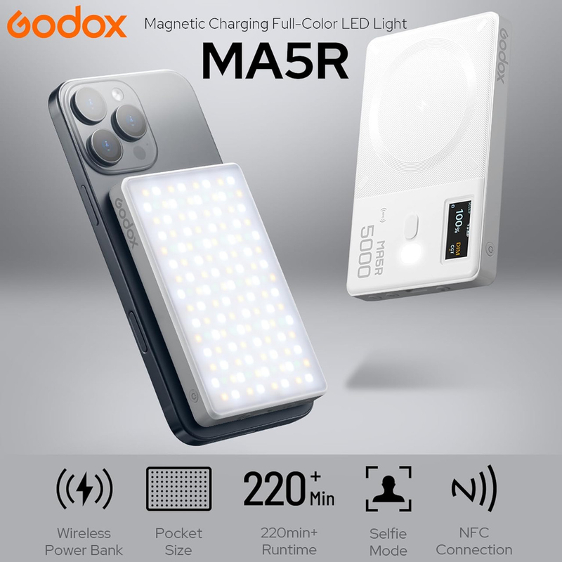 نور RGB و پاوربانک گودکس Godox MA5R RGB LED ( گارانتی دار )
